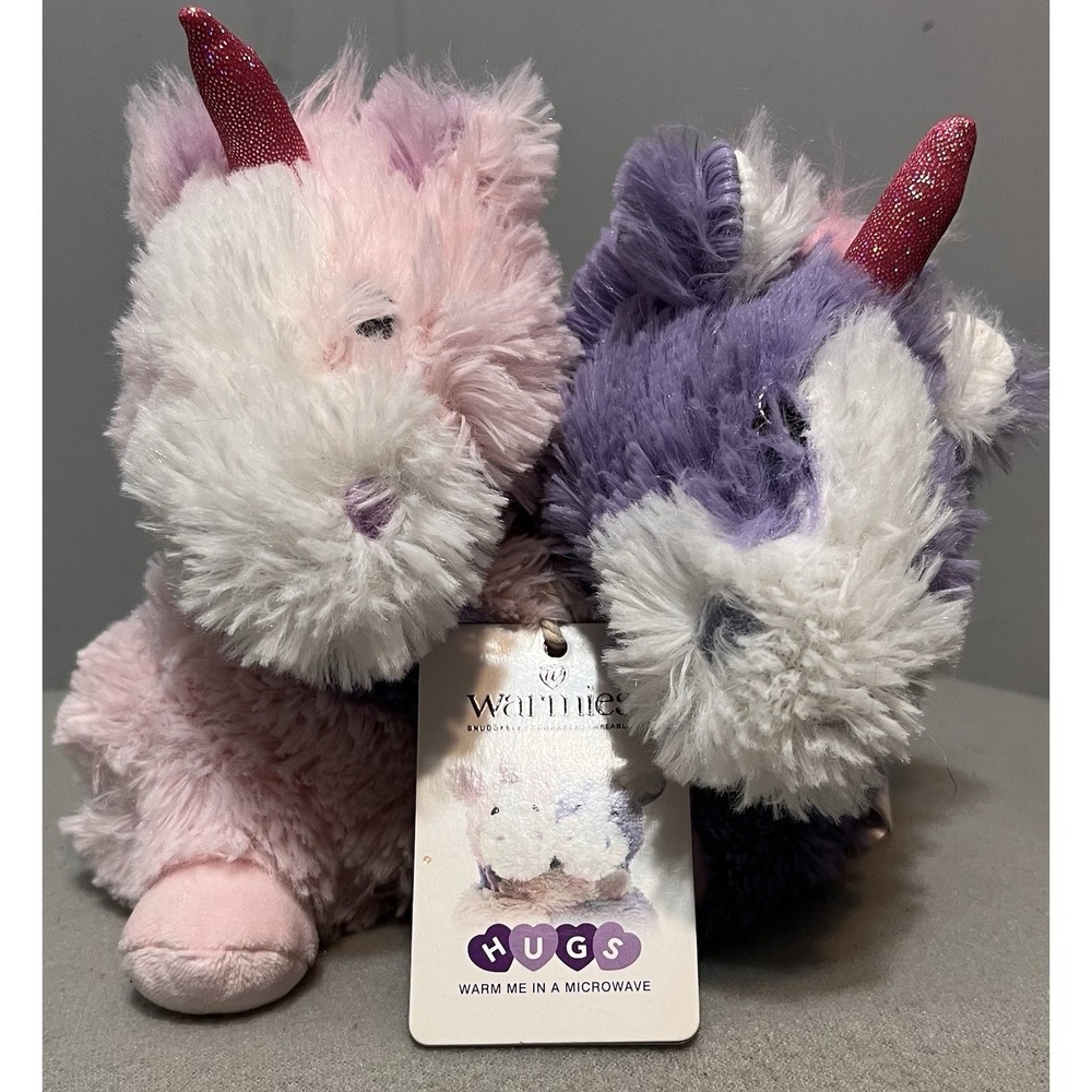 WARMIES 9" Cozy Plush Junior Hugs Unicorns Pink/Purple NWT